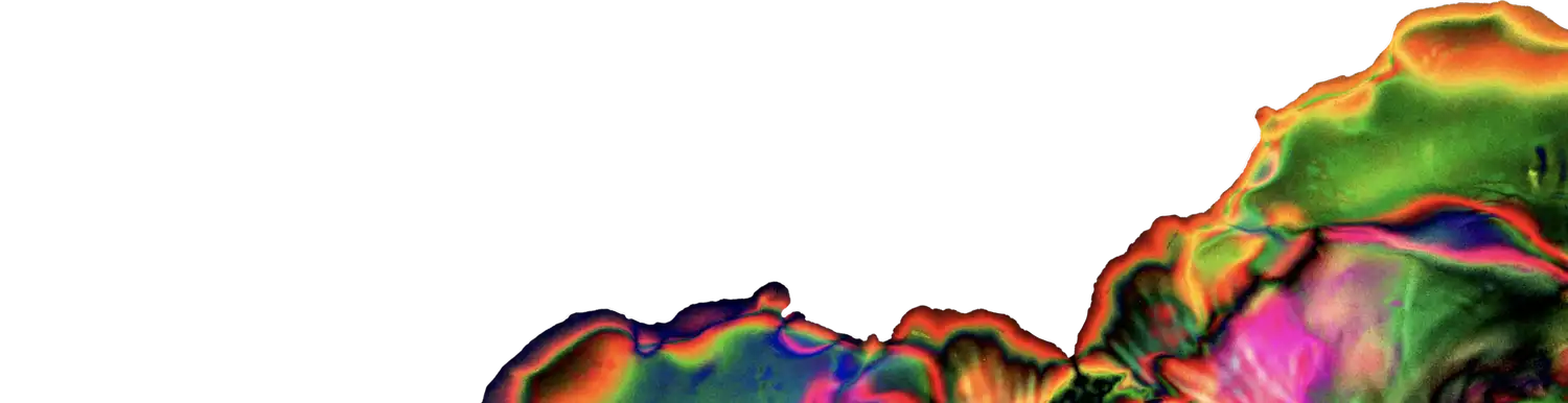 Vibrant green, pink, and orange abstract artwork